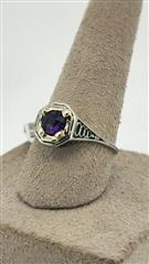 Amethyst Lady's Stone Ring 18K White Gold 2.17g Size:6.5